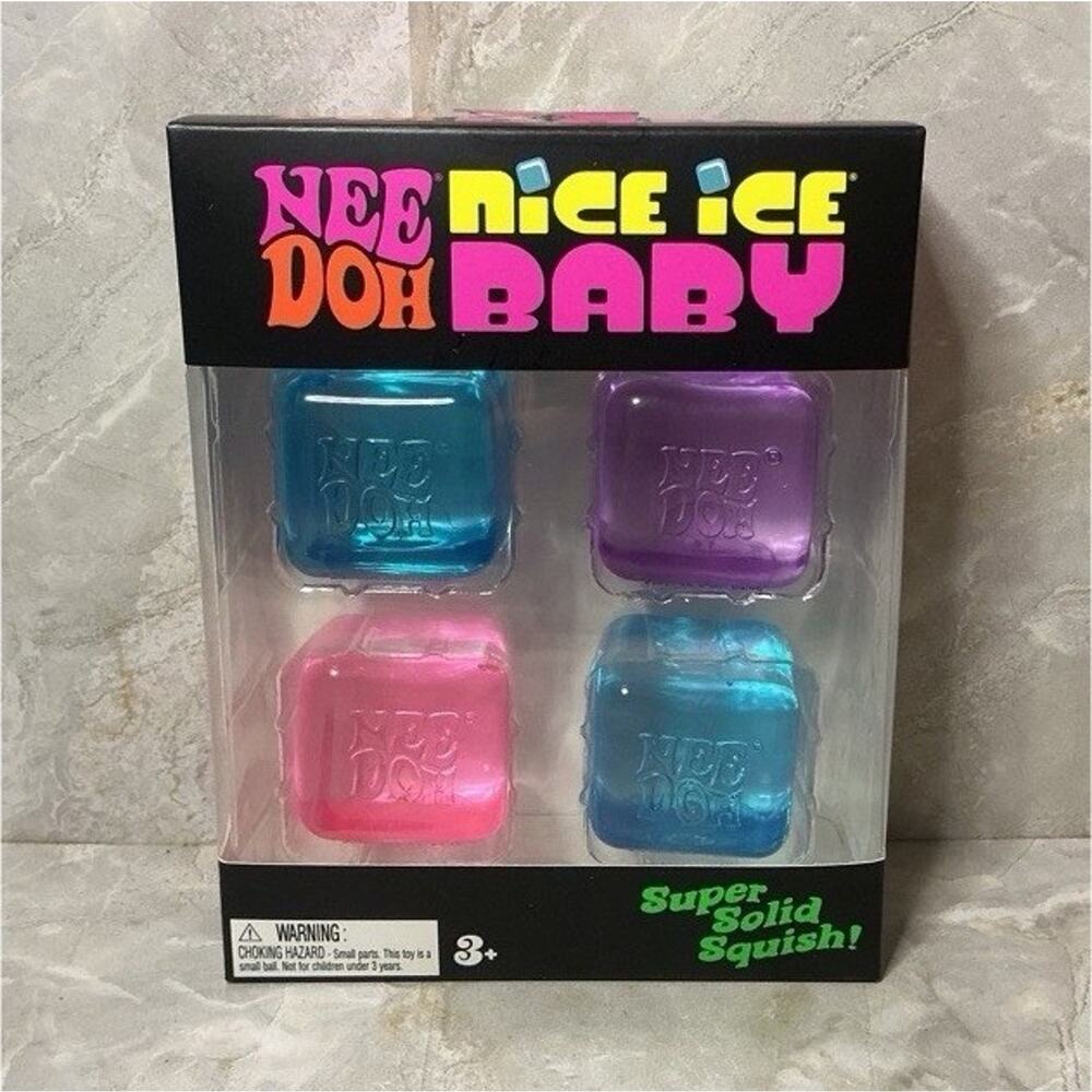 Nee Doh Nice Ice Baby Super Solid Squish Squeeze Toy Set (4 Pack)